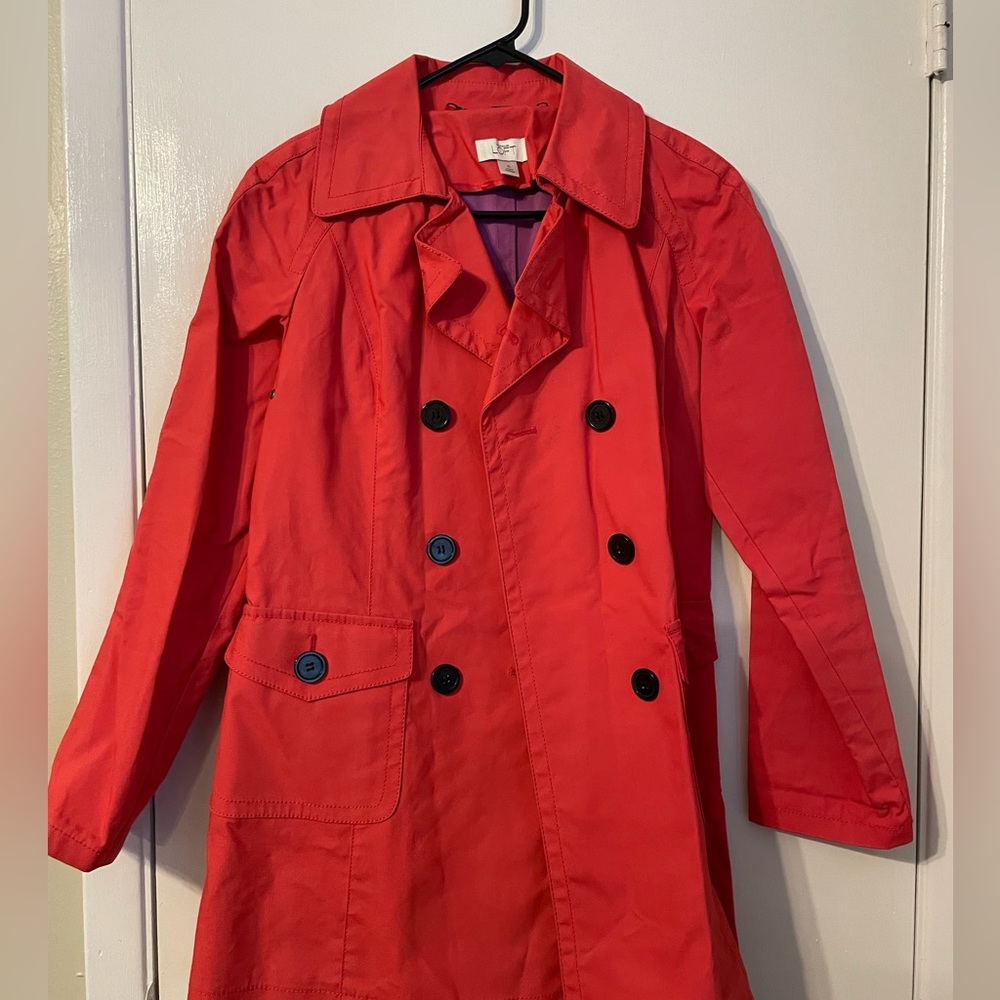 Orange red LOFT raincoat XS